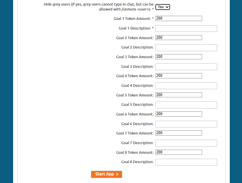 Configuración de la aplicación Chaturbate Tip Multi-Goal 2