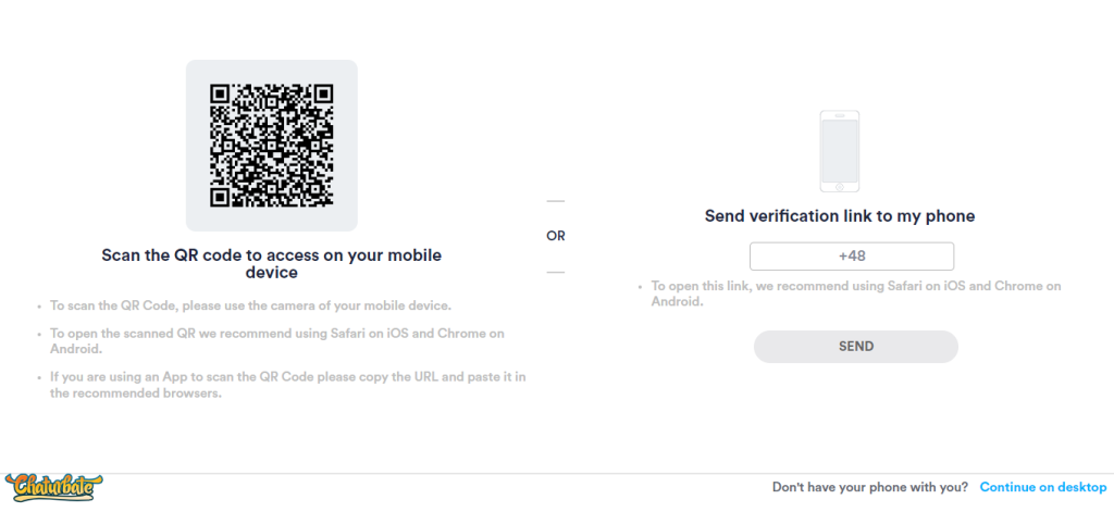 Registrar una cuenta de modelo webcam en Chaturbate elegir un método de verificación